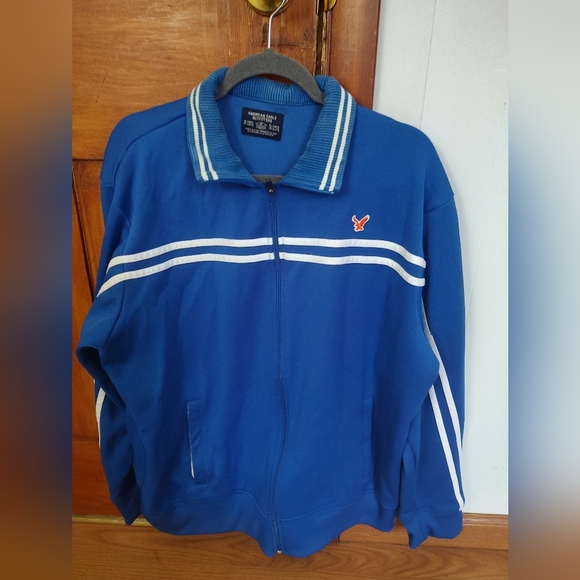 American Eagle Outfitters Other - American Eagle Outfitters Royal Blue Zip-Up Track Jacket with White Stripes